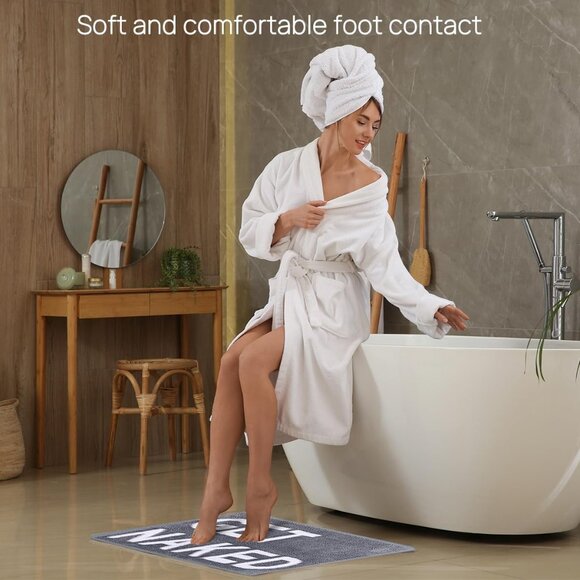 Get Naked Bath Mat - Gray Funny Mat - Bathroom decor - Picture 6 of 7